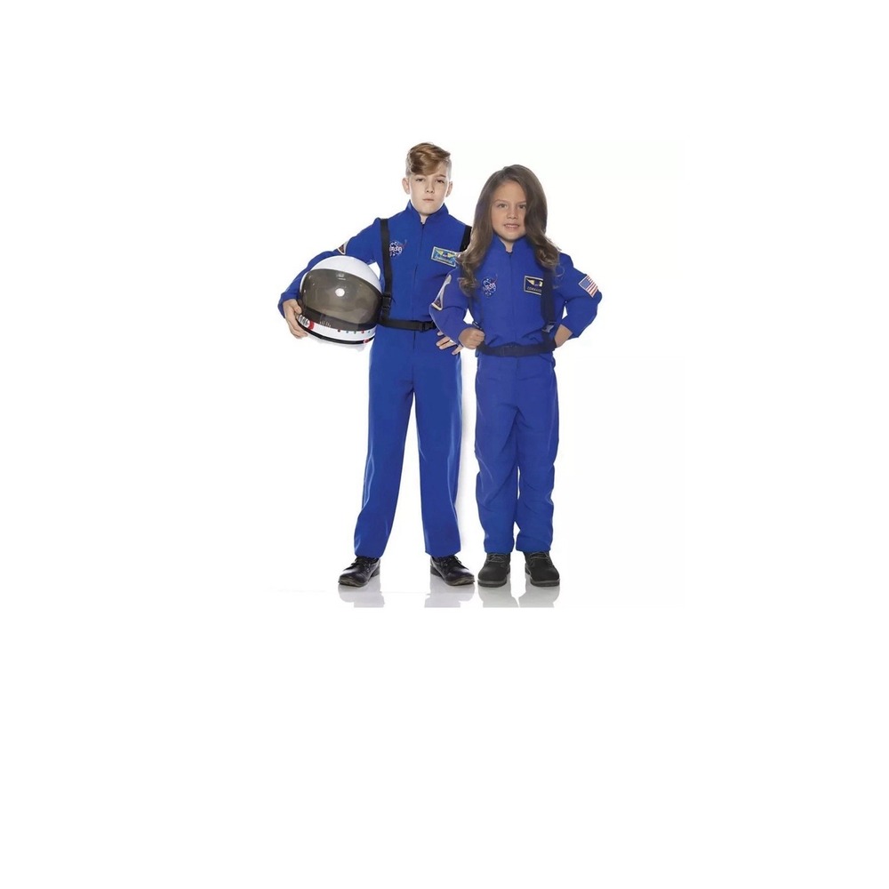 Blue Astronaut Flight Suit Child Costume Size 6-8 Medium Dress Up Halloween